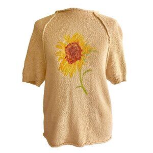 NWT - Anthropology - Pilcro Short Sleeved Sunflower Knit top (XS)
